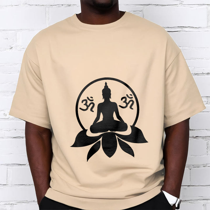 Buddha Stones OM Symbol Sanskrit Mantras Buddha Seated On Lotus Flower Design Tee T-shirt - Bisque - 2XL - image 11