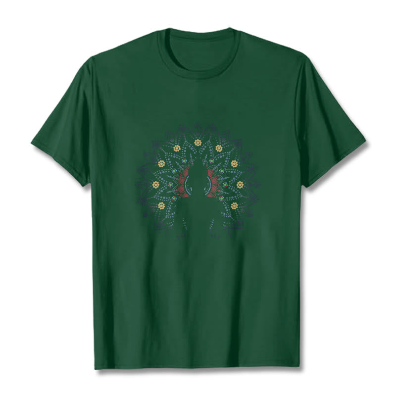 Buddha Stones Mandala Flower Seated Serene Buddha Pattern Tee T-shirt - ForestGreen - 2XL - image 12