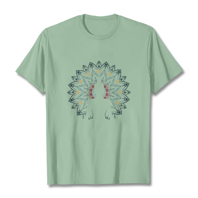Buddha Stones Mandala Flower Seated Serene Buddha Pattern Tee T-shirt - PaleGreen - 2XL - image 4