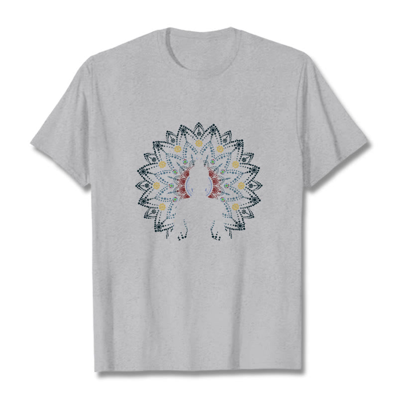 Buddha Stones Mandala Flower Seated Serene Buddha Pattern Tee T-shirt - LightGrey - 2XL - image 19