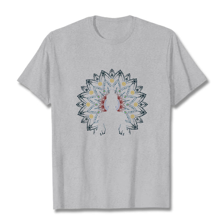 Buddha Stones Mandala Flower Seated Serene Buddha Pattern Tee T-shirt - LightGrey - 2XL - image 19