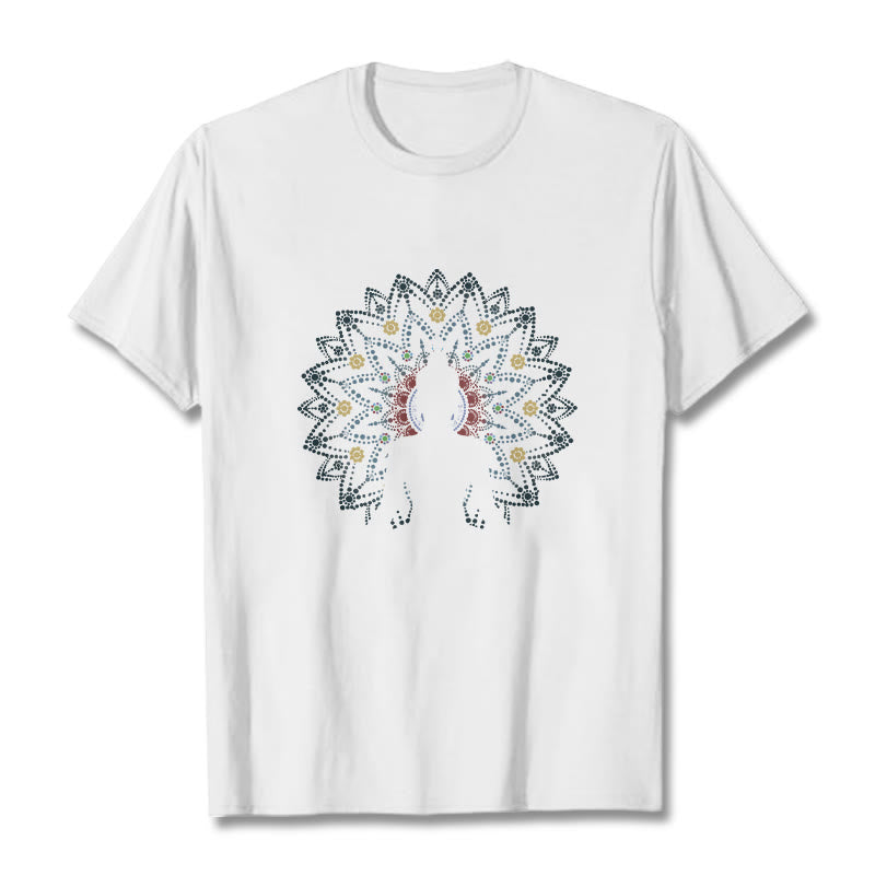 Buddha Stones Mandala Flower Seated Serene Buddha Pattern Tee T-shirt - White - 2XL - image 0