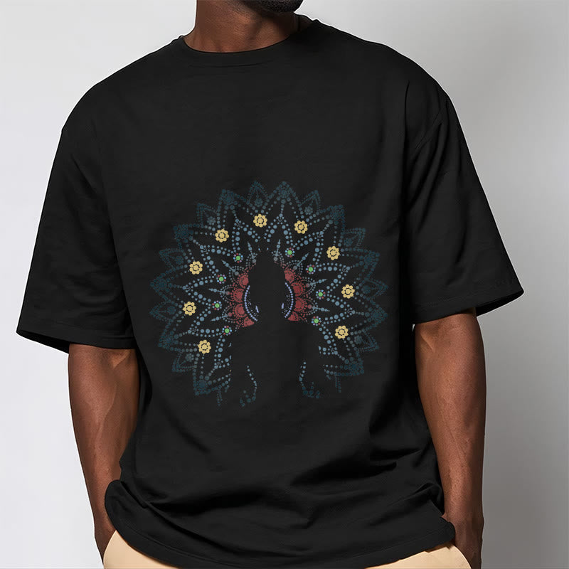 Buddha Stones Mandala Flower Seated Serene Buddha Pattern Tee T-shirt - image 7