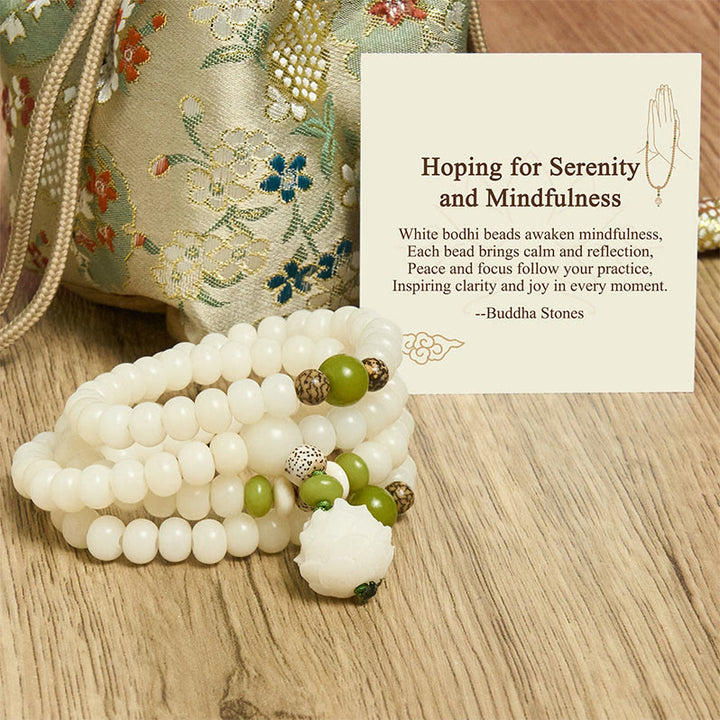 Buddha Stones "Hoping for Serenity and Mindfulness" Bodhi Lotus Mala Includes Gift Message Card - image 7