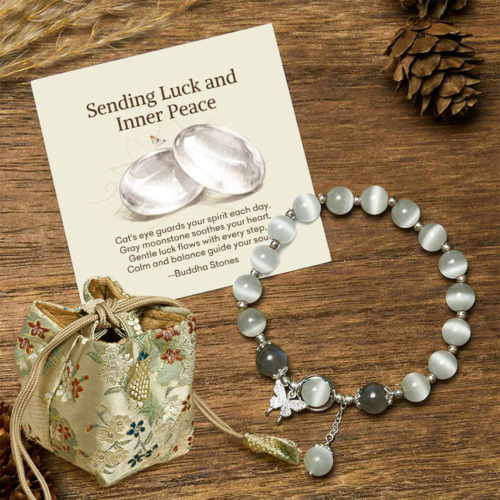 Buddha Stones "Sending Luck and Inner Peace" Cat's Eye Butterfly Bracelet Includes Gift Message Card - Cat's Eye&Moonstone Butterfly - Deluxe Gift Bag (+$12.59) - image 7