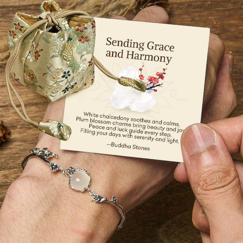 Buddha Stones "Sending Grace and Harmony"Plum Blossom Chalcedony Bracelet Includes Gift Message Card - Chalcedony(Positive♥Harmony) - Deluxe Gift Bag (+$9.59) - image 7