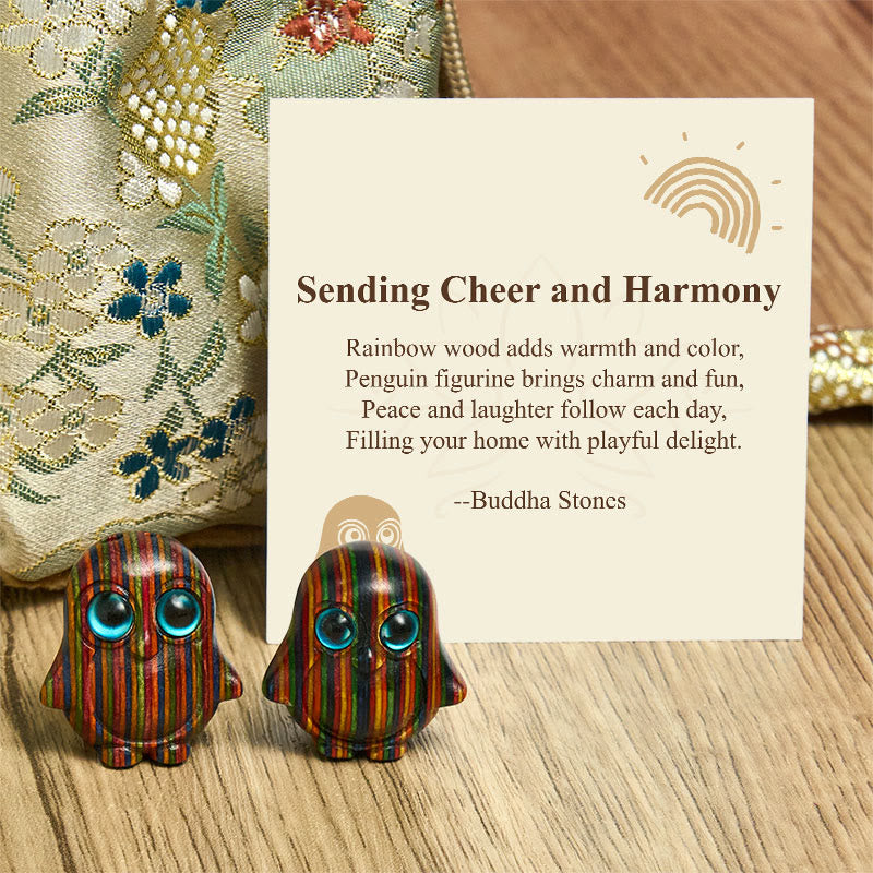 Buddha Stones "Sending Cheer and Harmony" 2Pcs Mini Penguin Decoration Includes Gift Message Card - image 7