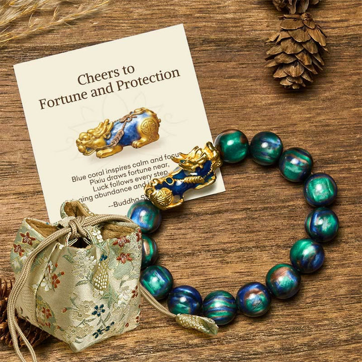 Buddha Stones "Cheers to Fortune and Protection" PiXiu Bracelet Includes Gift Message Card - Green Sea Willow(Wrist Circumference 15-18cm) - Deluxe Gift Bag (+$9.59) - image 14