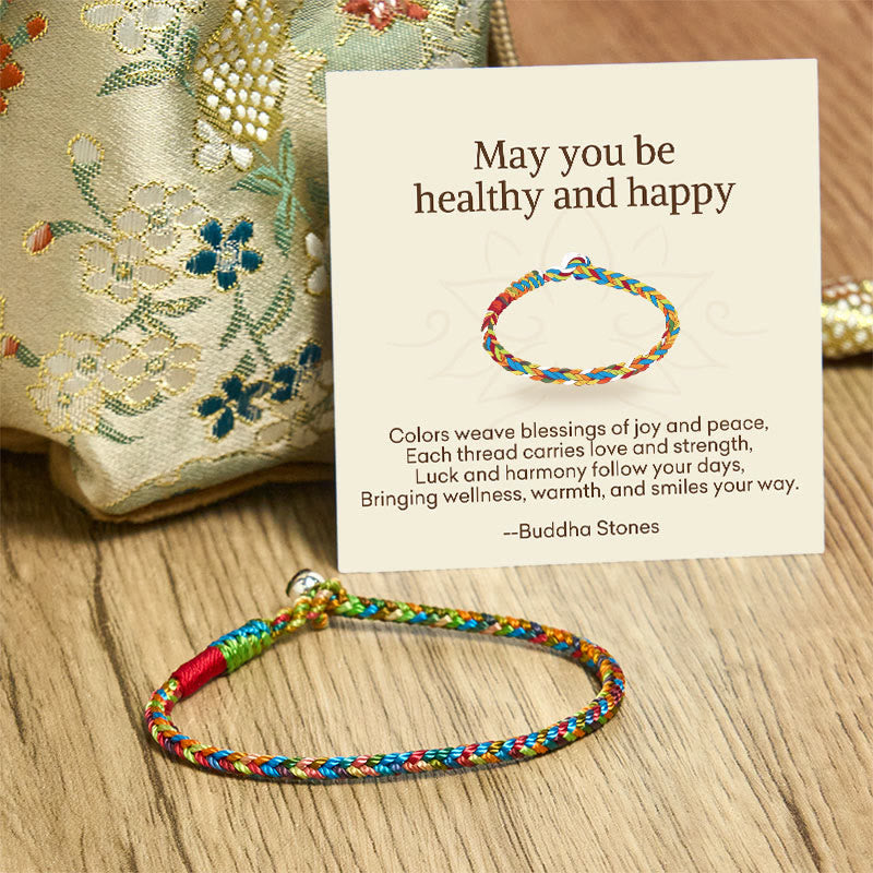 Buddha Stones "May you be healthy and happy" Lucky Multicolored Bracelet Includes Gift Message Card - image 9