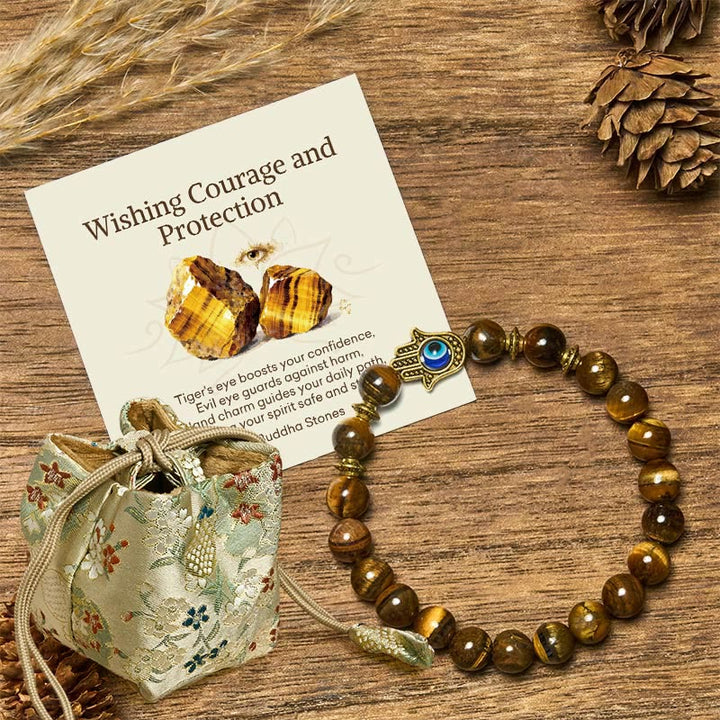 Buddha Stones "Wishing Courage and Protection" Tiger Eye Bracelet Includes Gift Message Card - Tiger Eye(Wrist Circumference: 17-19cm) - Deluxe Gift Bag (+$9.59) - image 5