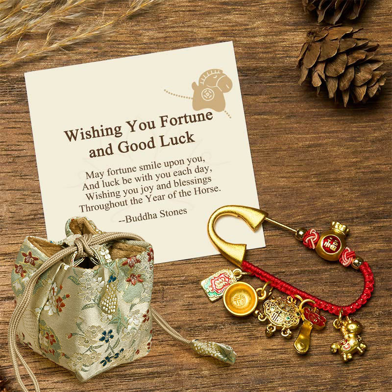 Buddha Stones "Wishing You Fortune and Good Luck" Year of the Horse Brooch Includes Gift Message Card - Horse Peace Fu Character - Deluxe Gift Bag (+$9.59) - image 5