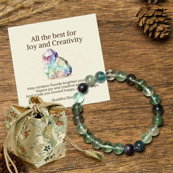 Buddha Stones "All the Best for Love and Harmony" Stone Quartz Bracelet Includes Gift Message Card - 8mm - Fluorite - Deluxe Gift Bag (+$12.59) - image 74