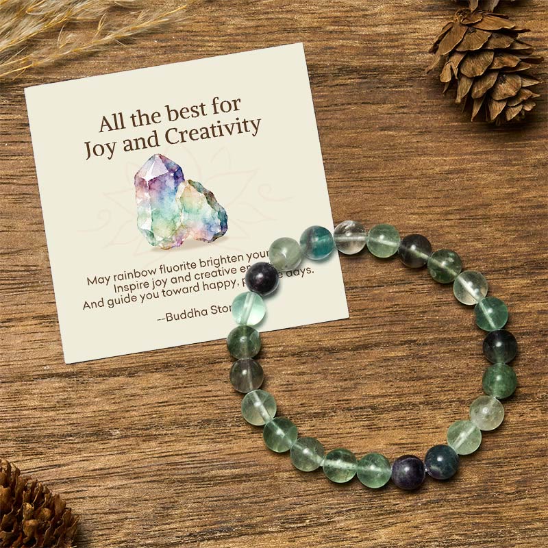Buddha Stones "All the Best for Love and Harmony" Stone Quartz Bracelet Includes Gift Message Card - 8mm - Fluorite - Standard Gift Box - image 68