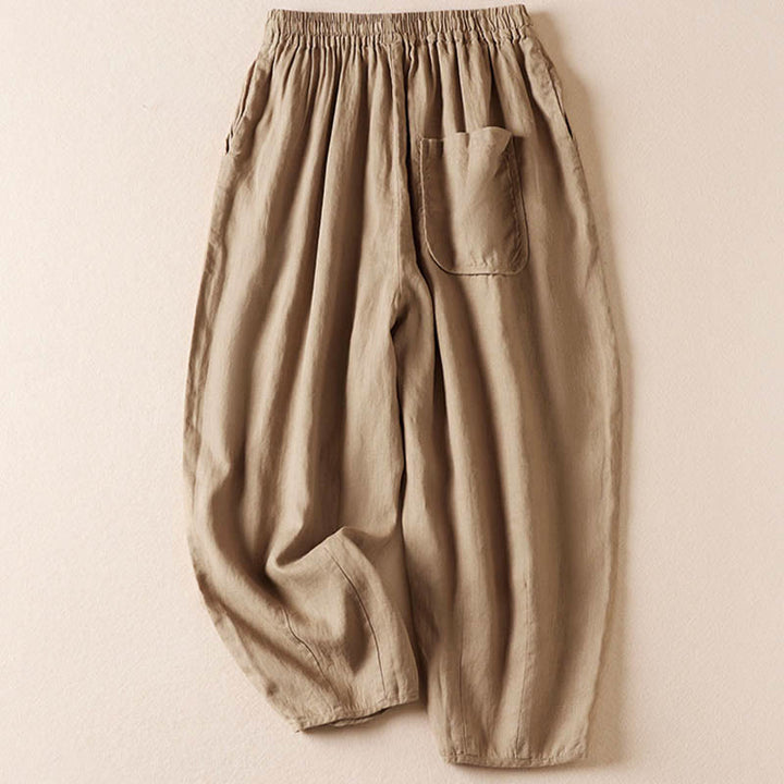 Buddha Stones Summer Small Flower Embroidery  Harem Pants With Pockets - image 3