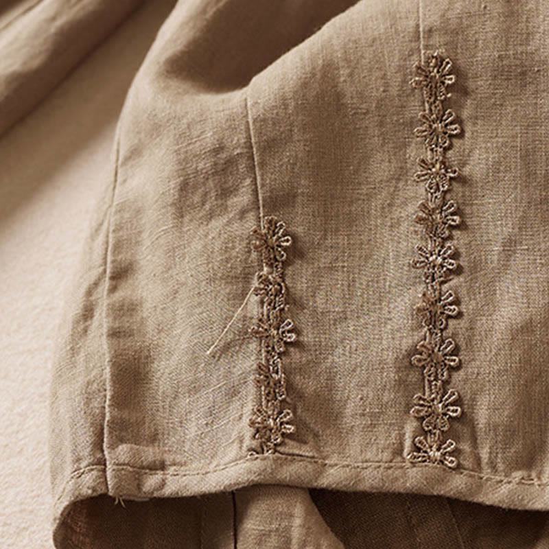 Buddha Stones Summer Small Flower Embroidery Harem Pants With Pockets - image 4