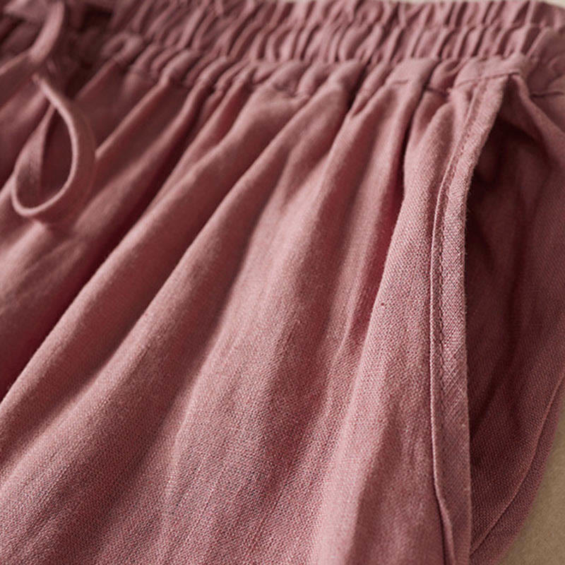 Buddha Stones Summer Small Flower Embroidery  Harem Pants With Pockets - image 13