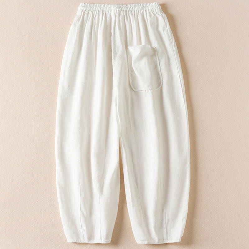 Buddha Stones Summer Small Flower Embroidery Harem Pants With Pockets - image 19