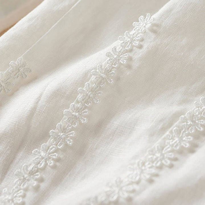 Buddha Stones Summer Small Flower Embroidery  Harem Pants With Pockets - image 22