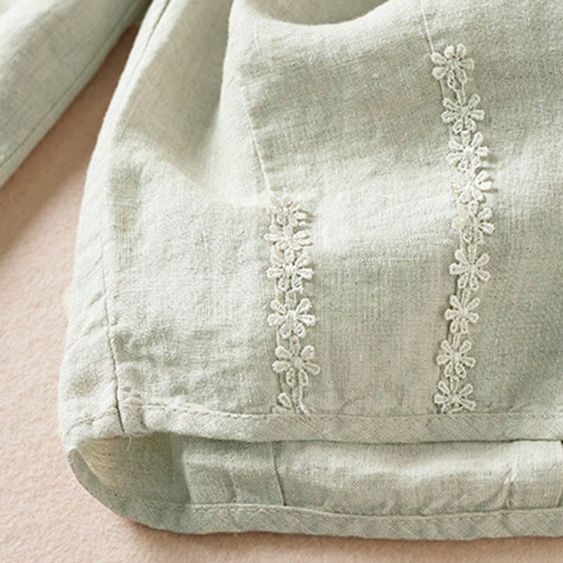 Buddha Stones Summer Small Flower Embroidery  Harem Pants With Pockets - image 25