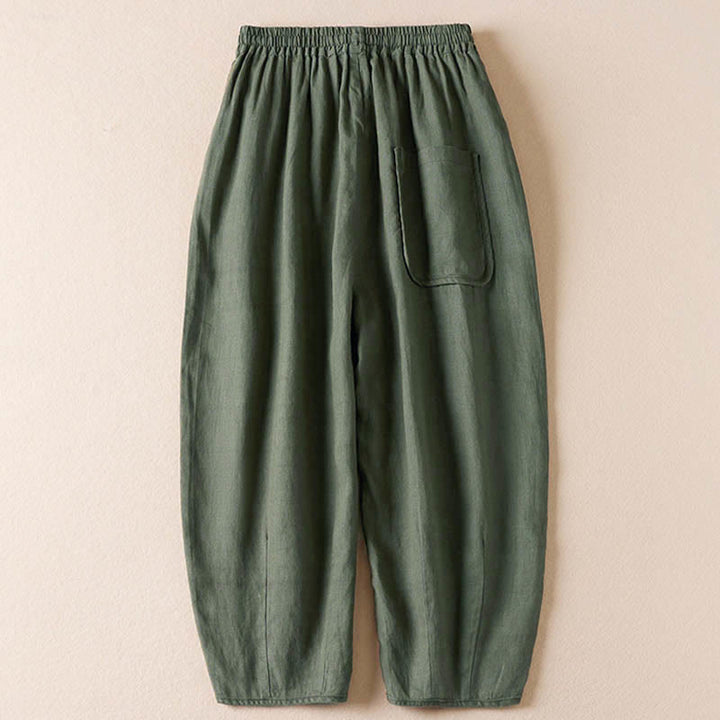 Buddha Stones Summer Small Flower Embroidery Harem Pants With Pockets - image 29