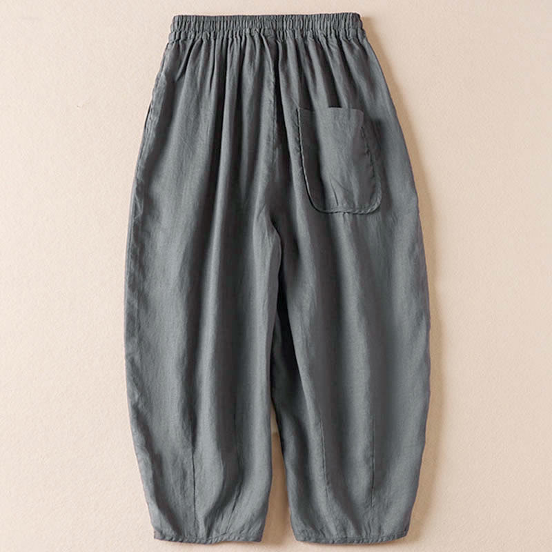 Buddha Stones Summer Small Flower Embroidery  Harem Pants With Pockets - image 35