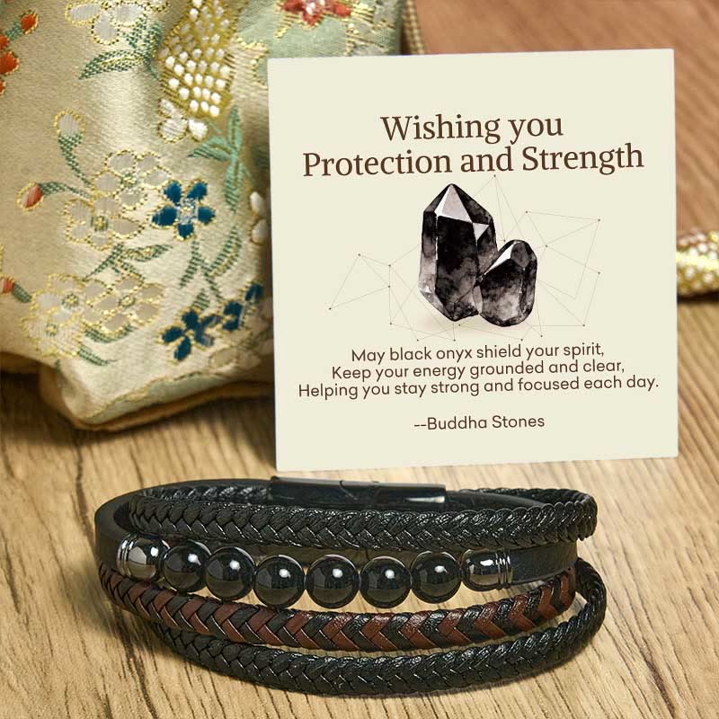 Buddha Stones "Wishing You Protection and Strength" Black Onyx Bracelet Includes Gift Message Card - image 6