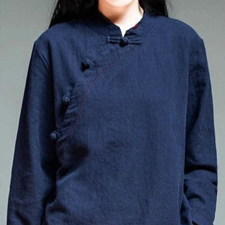 Buddha Stones Oblique Collar Knot button Loose Clothing - image 14