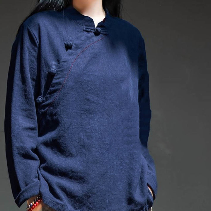 Buddha Stones Oblique Collar Knot button Loose Clothing - image 16