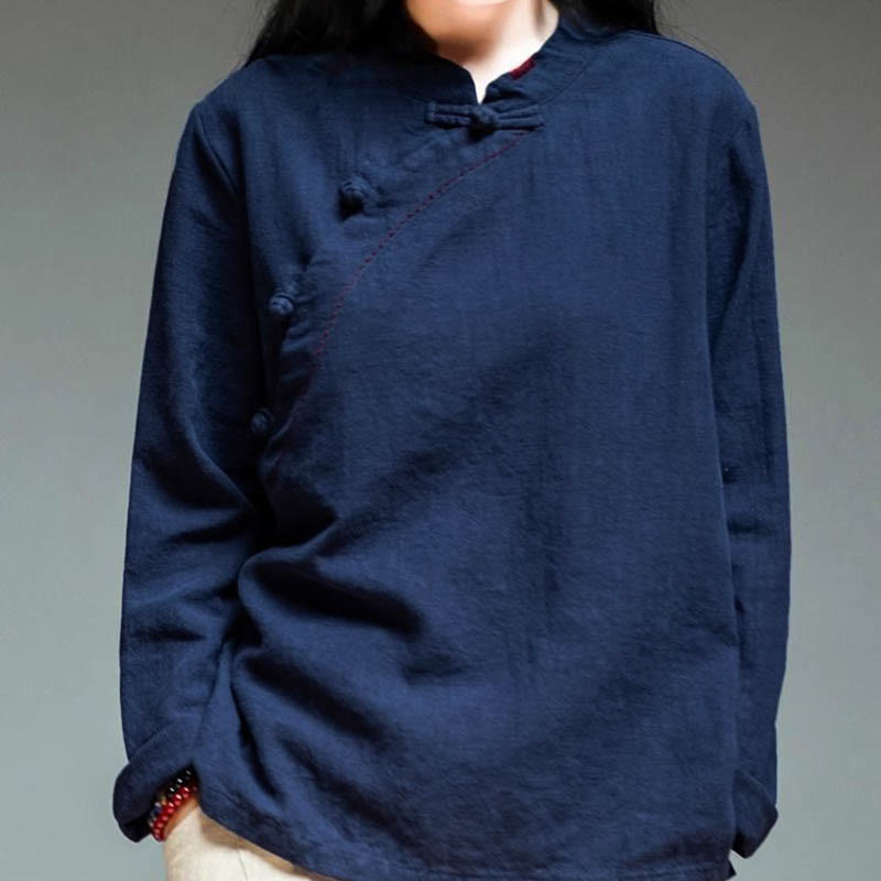 Buddha Stones Oblique Collar Knot button Loose Clothing - image 13