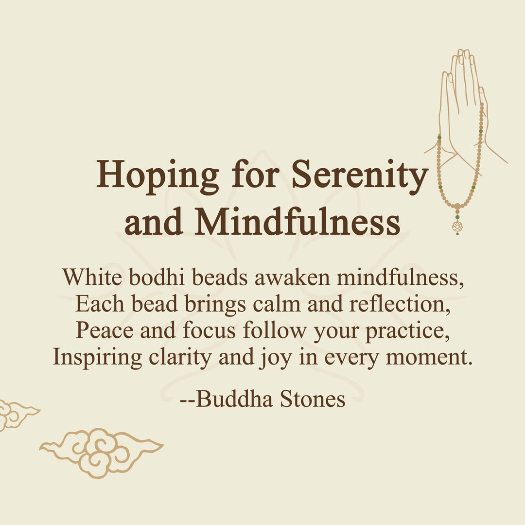 Buddha Stones "Hoping for Serenity and Mindfulness" Bodhi Lotus Mala Includes Gift Message Card - image 2