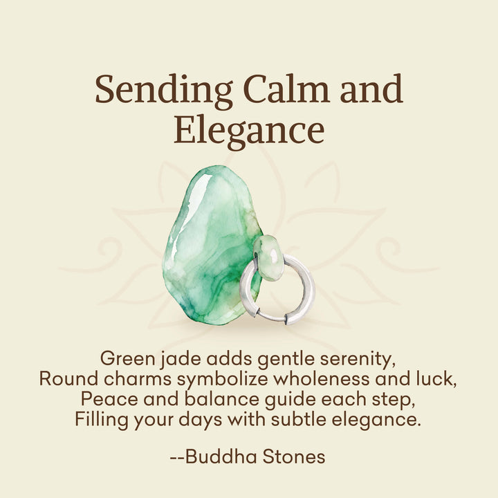 Buddha Stones "Sending Calm and Elegance"Titanium Steel Jade Earrings Includes Gift Message Card - image 2