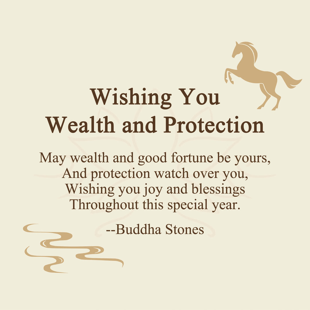 Buddha Stones "Wishing You Wealth and Protection" Year of the Horse String Includes Gift Message Card - image 2