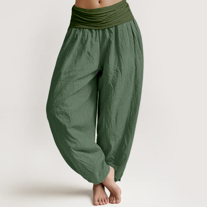 Buddha Stones SeaGreen Women's Pure Cotton Elastic Waist Harem  Pants - SeaGreen - US22，UK/AU26，EU54 (6XL) - image 0