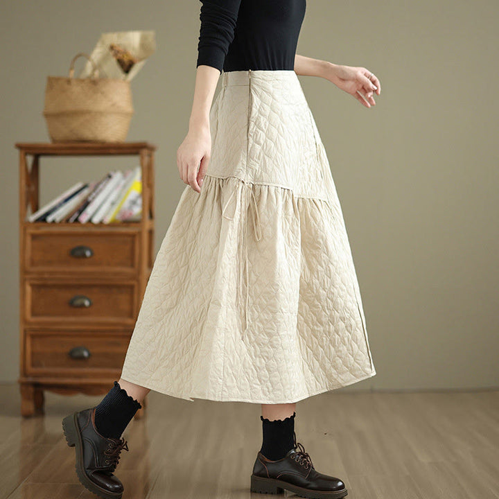 Buddha Stones Plain Elastic Waist Cotton Women's Straight Skirt With Pockets - image 9