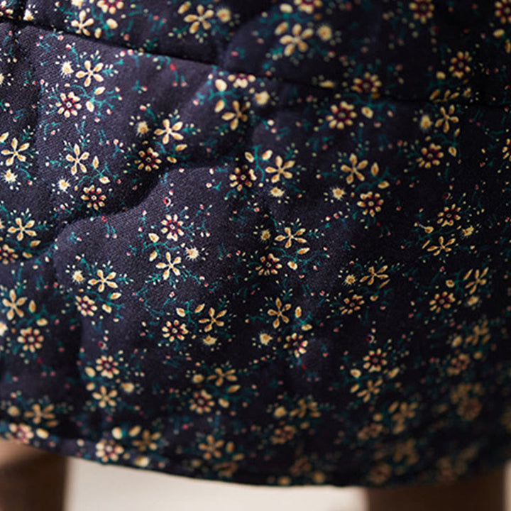 Buddha Stones Vintage Floral Pattern Elastic Waist Cotton Women's Midi Skirt With Pockets - image 7