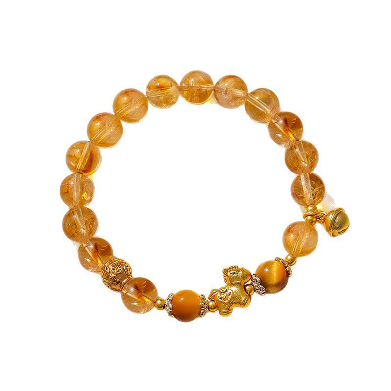 Buddha Stones Year Of The Horse 8mm Citrine Pink Crystal Strawberry Quartz Protection Bracelet - image 3