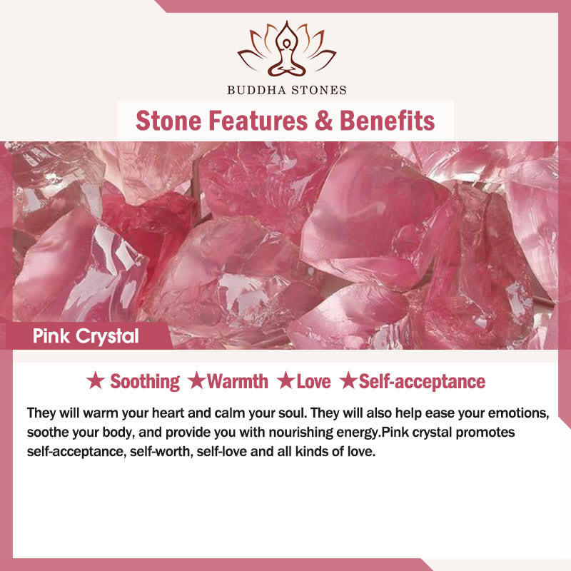 Buddha Stones Natural Heart Charm Pink Crystal Braided String Warmth Bracelet - image 5