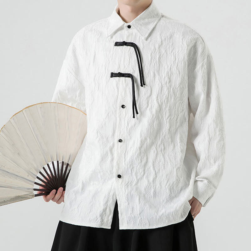 Buddha Stones Frog-Button Leaves Pattern Long Sleeve Men's Tang Suit Jacket - image 23