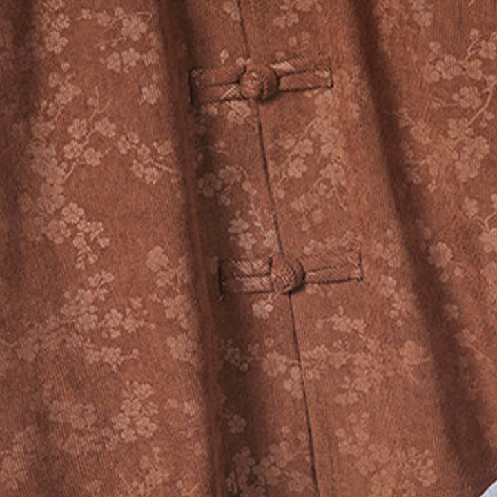 Buddha Stones Plain Plum Blossom Pattern Long Sleeve Men's Cotton Corduroy Tang Suit Jacket - image 18