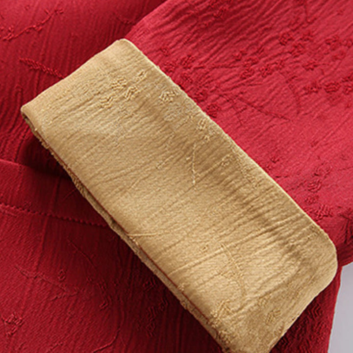 Buddha Stones Jacquard Stand Collar Long Sleeve Men's Cotton Jacket With Pockets - image 5