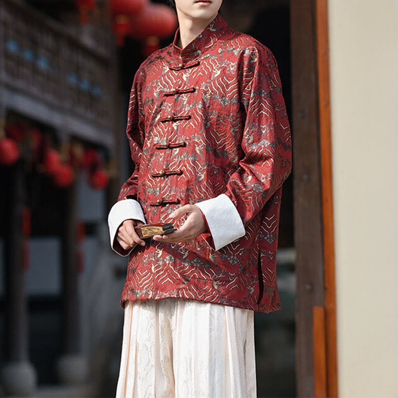 Buddha Stones Printing Floral Pattern Men's Button Design Long Sleeve Shirt With Pockets - image 6