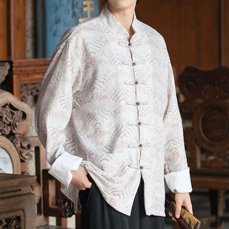 Buddha Stones Printing Floral Pattern Men's Button Design Long Sleeve Shirt With Pockets - image 9