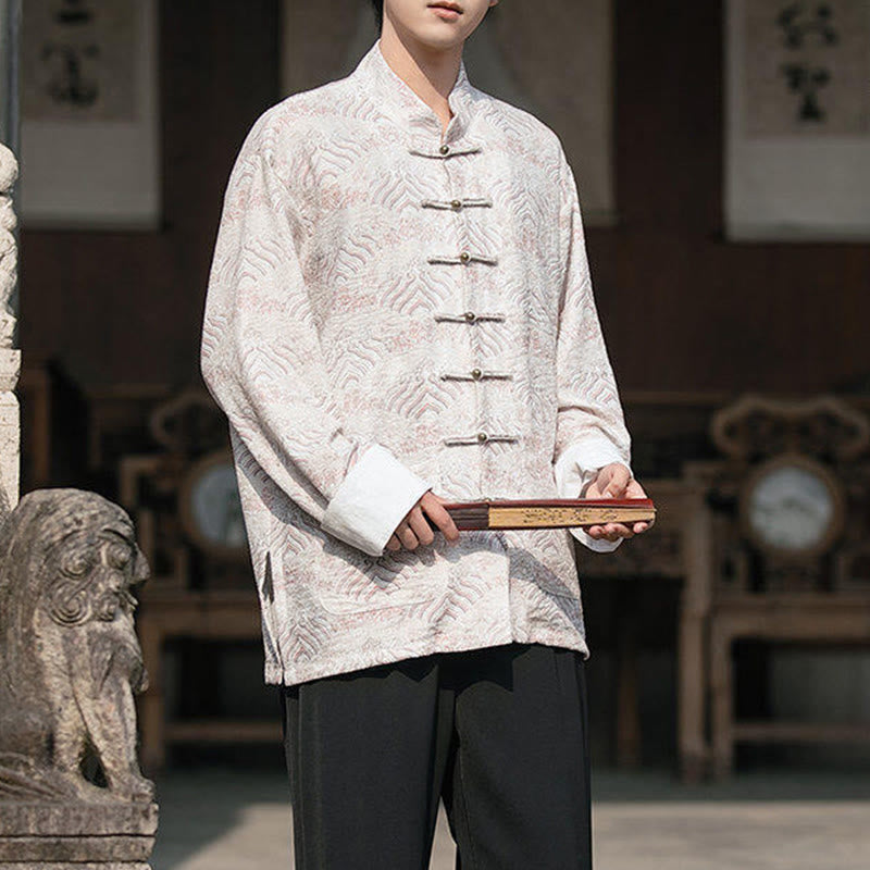 Buddha Stones Printing Floral Pattern Men's Button Design Long Sleeve Shirt With Pockets - image 14