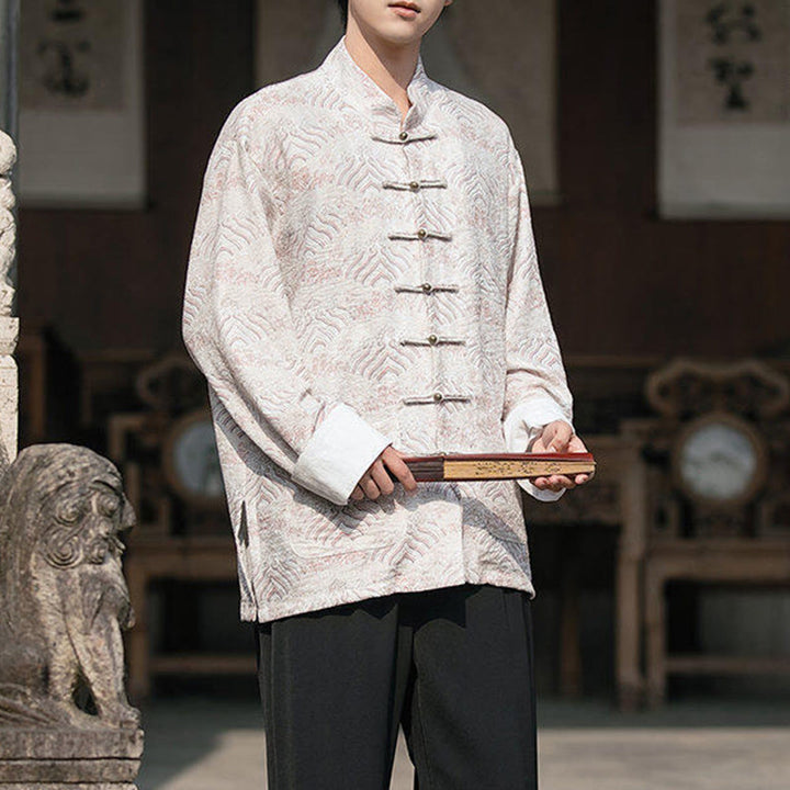 Buddha Stones Printing Floral Pattern Men's Button Design Long Sleeve Shirt With Pockets - image 14