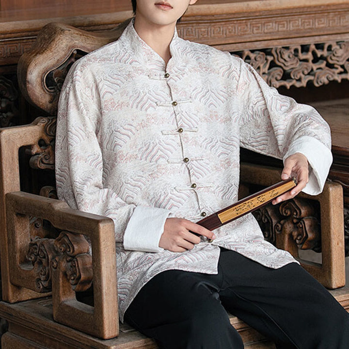 Buddha Stones Printing Floral Pattern Men's Button Design Long Sleeve Shirt With Pockets - image 15