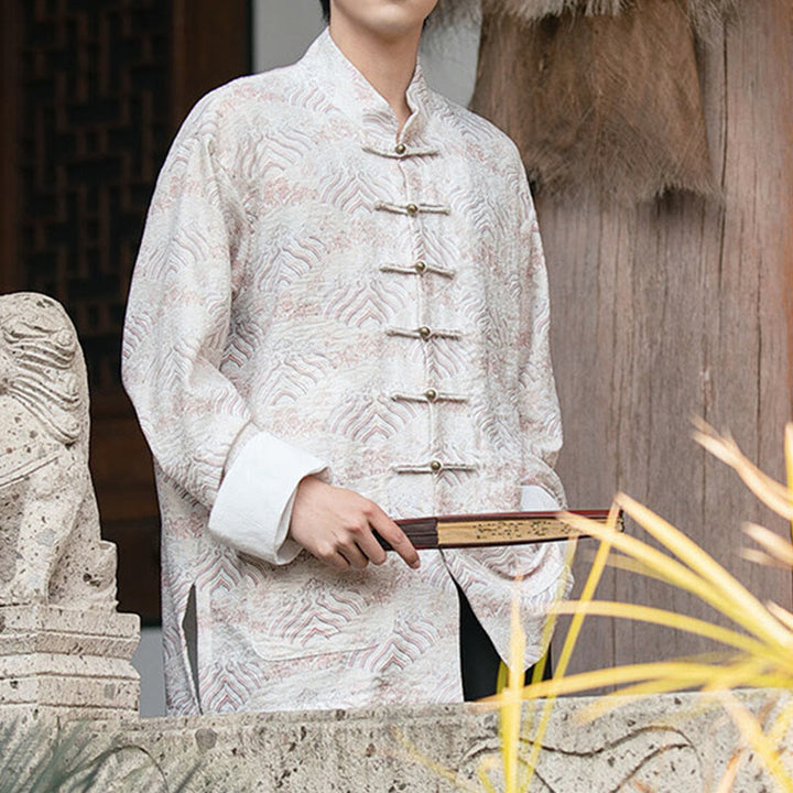 Buddha Stones Printing Floral Pattern Men's Button Design Long Sleeve Shirt With Pockets - image 11