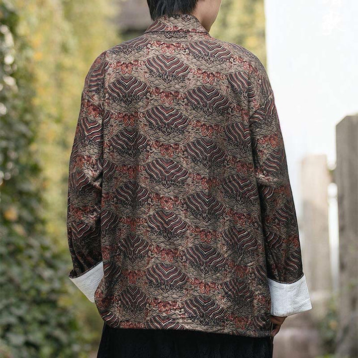 Buddha Stones Printing Floral Pattern Men's Button Design Long Sleeve Shirt With Pockets - image 24