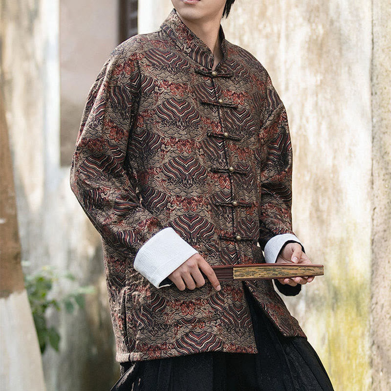 Buddha Stones Printing Floral Pattern Men's Button Design Long Sleeve Shirt With Pockets - image 19