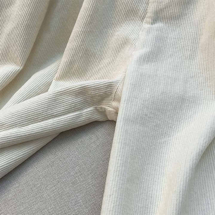 Buddha Stones Plain Elastic Waistband Design Women's Wide Leg Corduroy Cotton Pants With Pockets - image 10