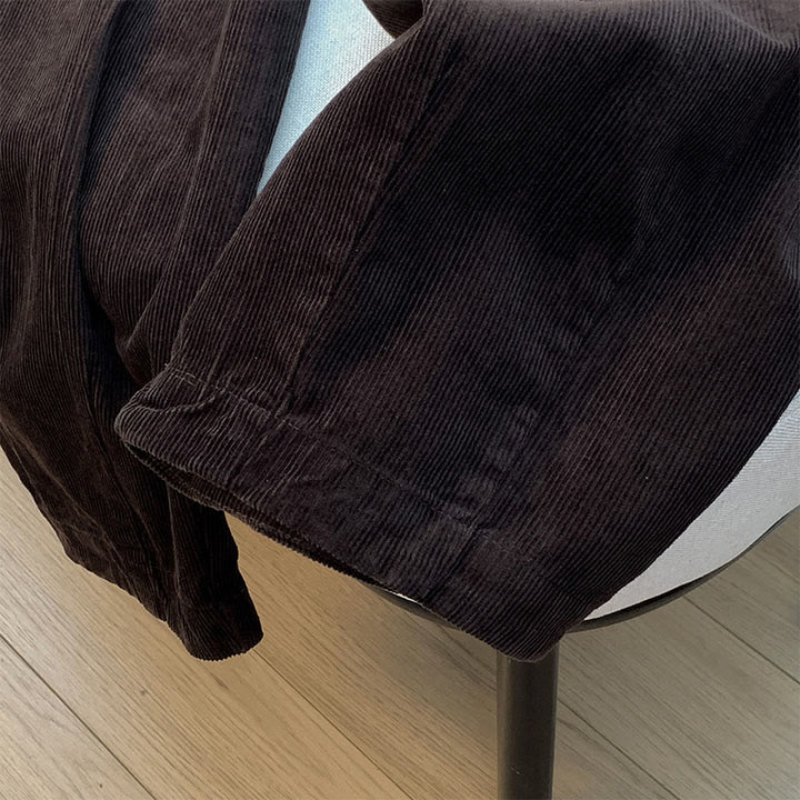 Buddha Stones Plain Elastic Waistband Design Women's Wide Leg Corduroy Cotton Pants With Pockets - image 16